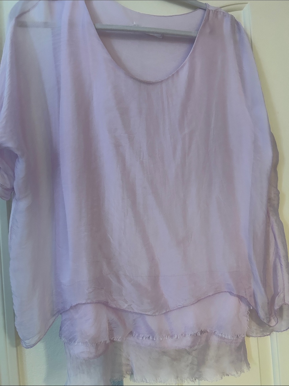 Light Lilac Sheer Layered Women's Blouse